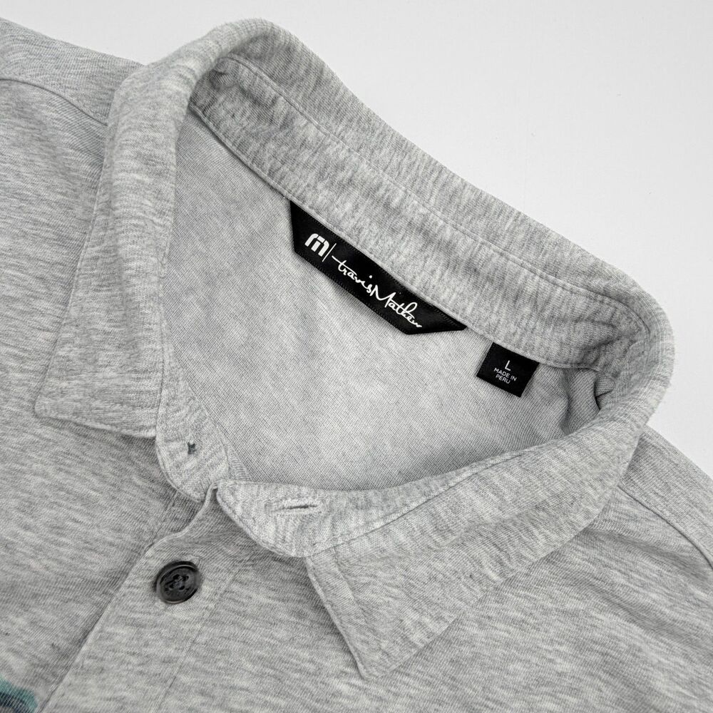 TravisMathew Gray Striped Polo Shirt Large Casual Golf - Picture 3 of 11